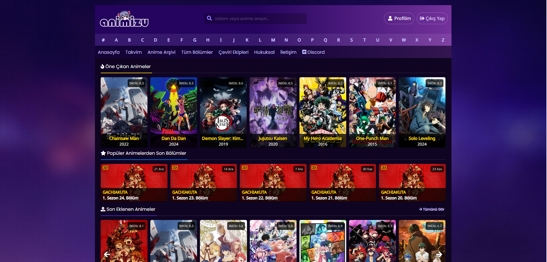 Animizu - Türkçe Altyazılı Anime İzleme Platformu